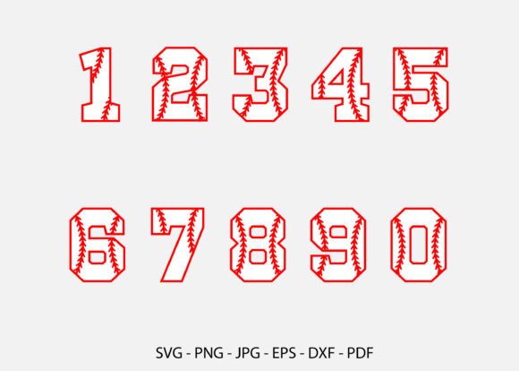 Baseball Numbers Graphics for Print Templates