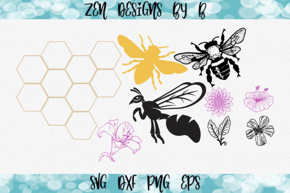 Bee Bundle with Honeycomb Graphic for Crafts & Graphics