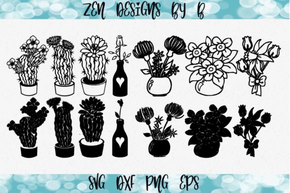 Cactus Flower Clipart Bundle for Graphics & Crafts