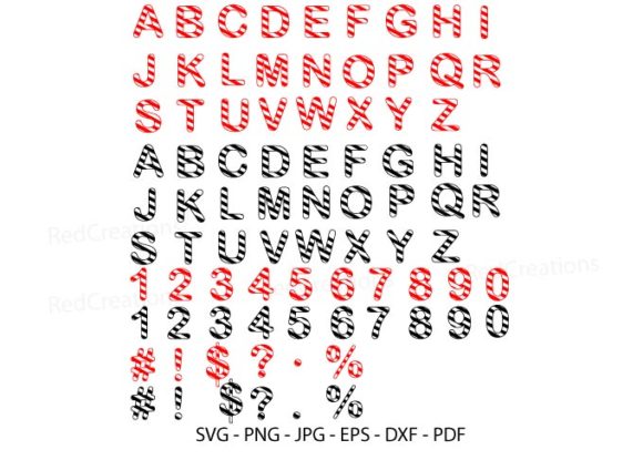 Candy Cane Letters Numbers Svg for Crafts and Graphics