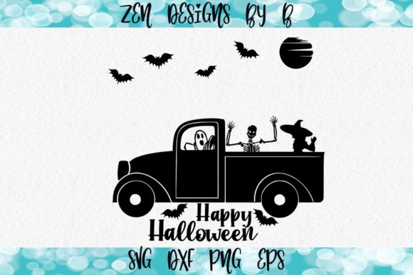 Happy Halloween Vintage Truck: Graphics for Crafts