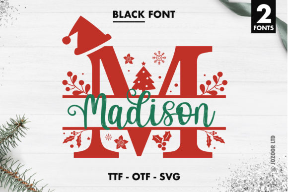 Madison Christmas Split Monogram: Decorative Fonts for Festive Blog Graphics