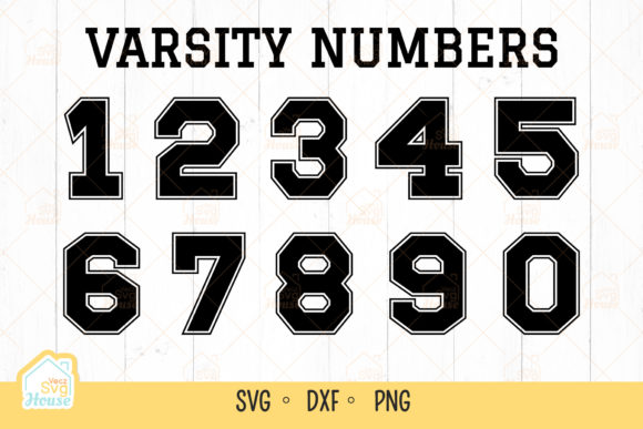Sports Jersey Numbers College Font SVG for Crafts and Graphics