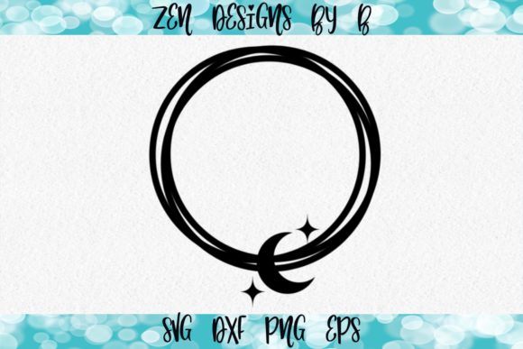 Wreath with Crescent Moon: Graphics for Crafts & Branding